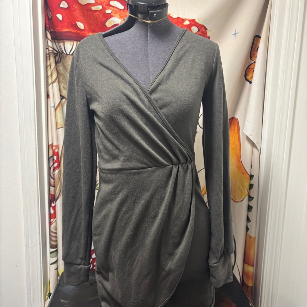Elegant Gray Wrap Dress